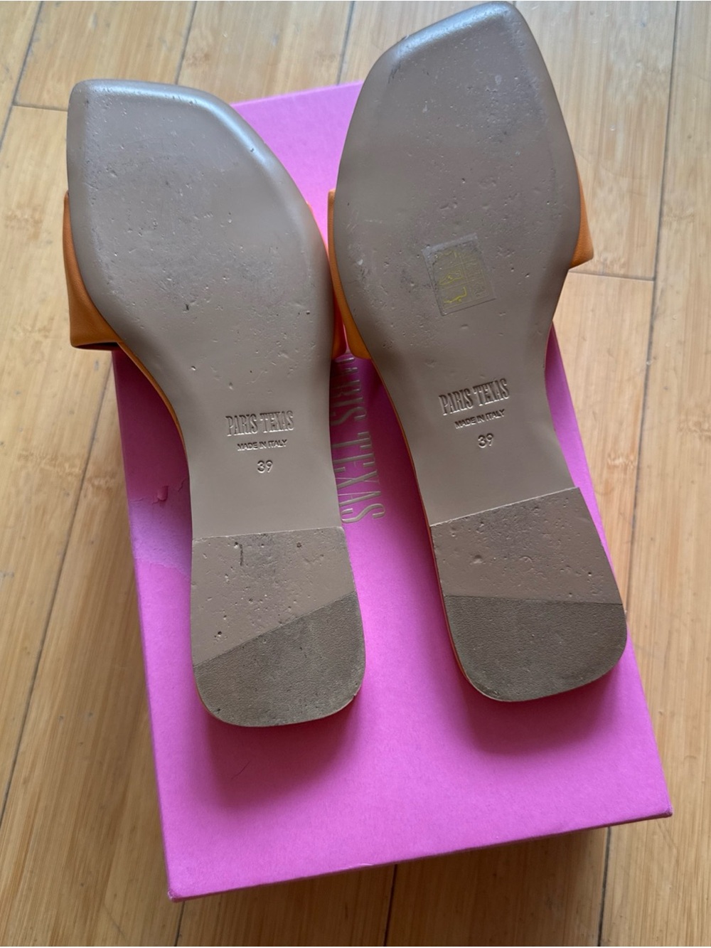 Paris Texas Tan-Orange Leather Slide Mules - Picture 2 of 5